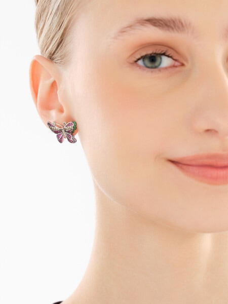 Rhodium-Plated Silver, Black Rhodium Earrings with Cubic Zirconia