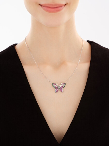 Rhodium-Plated Silver, Black Rhodium Necklace with Cubic Zirconia