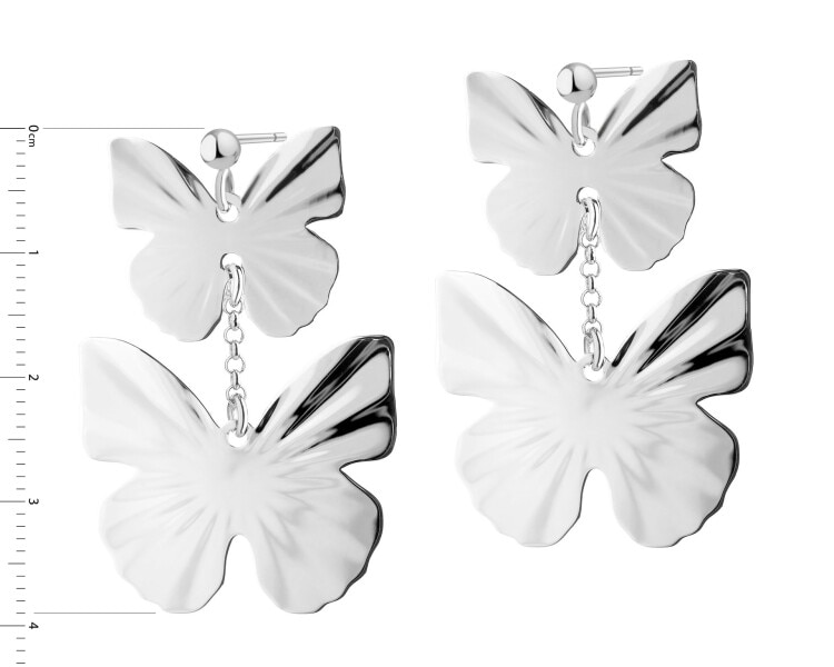 Rhodium Plated Silver Dangling Earring