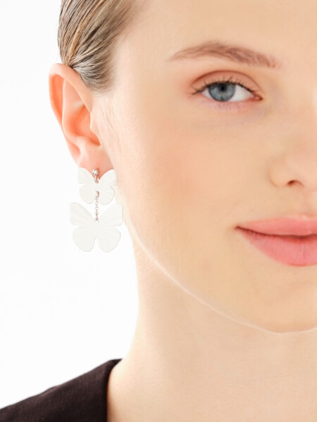 Rhodium Plated Silver Dangling Earring