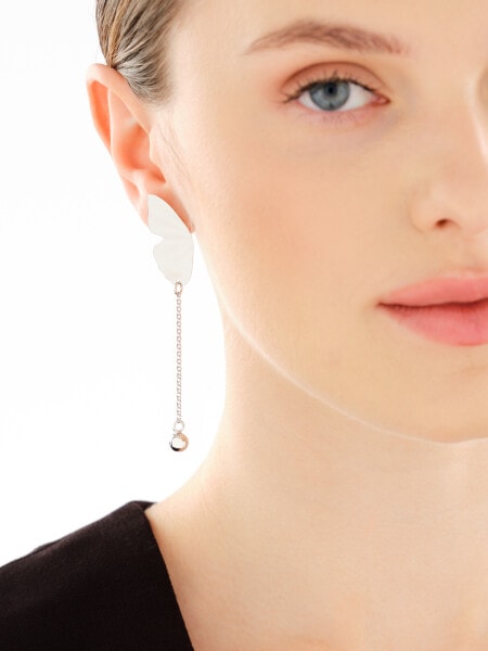 Rhodium Plated Silver Dangling Earring