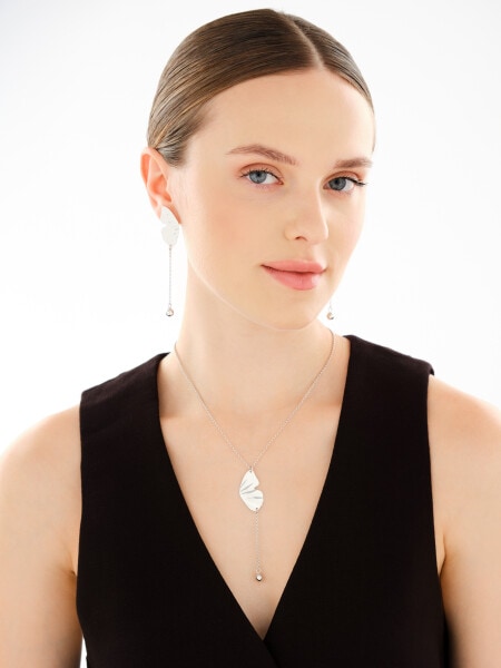 Rhodium Plated Silver Dangling Earring