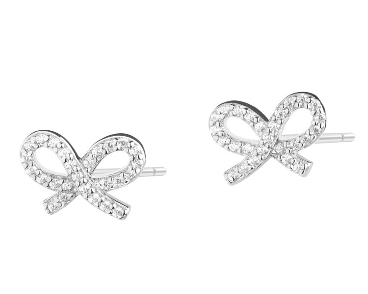 Kolczyki srebrne z cyrkoniami - kokardki