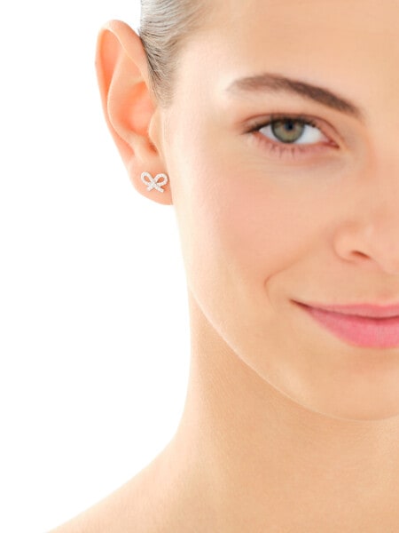 Kolczyki srebrne z cyrkoniami - kokardki