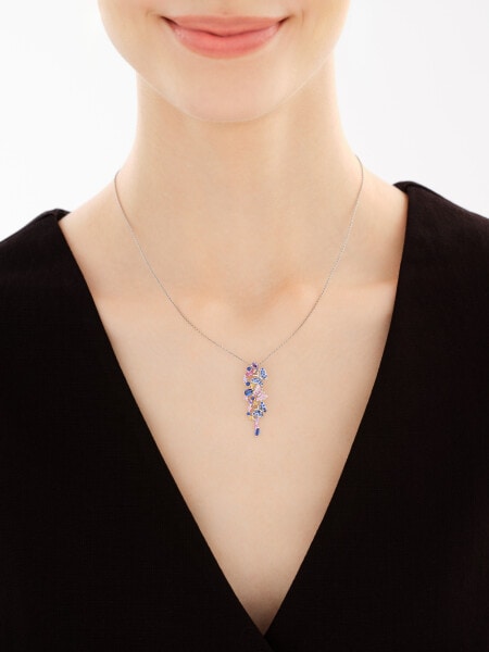 Rhodium Plated Silver Pendant with Cubic Zirconia