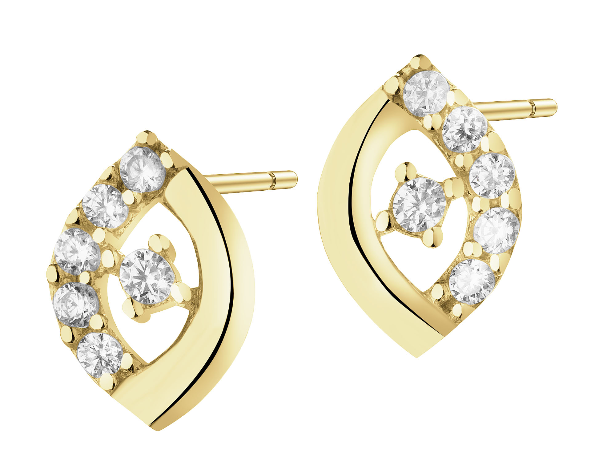 14 K Yellow Gold Earrings with Cubic Zirconia - Ref No AP542