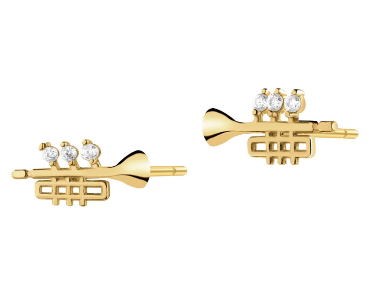 14 K Yellow Gold Earrings with Cubic Zirconia
