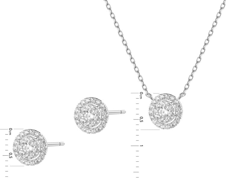 Rhodium Plated Silver Set with Cubic Zirconia