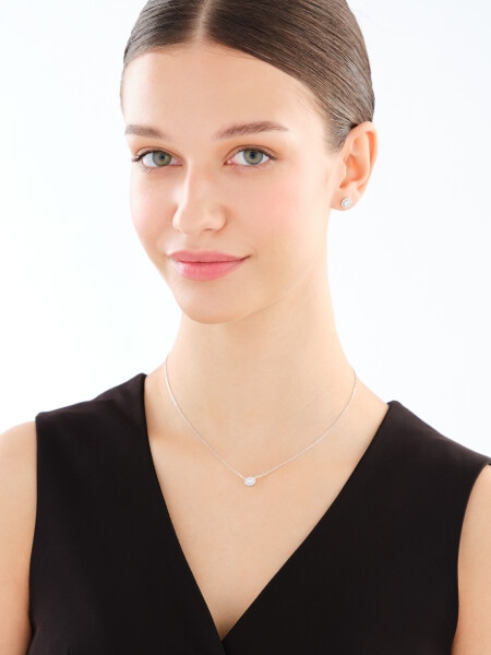 Rhodium Plated Silver Set with Cubic Zirconia