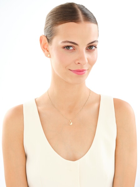 Zawieszka i kolczyki z żółtego złota z diamentami - komplet - yin yang - 0,01 ct - próba 375