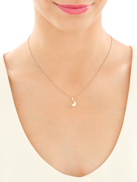 Zawieszka i kolczyki z żółtego złota z diamentami - komplet - yin yang - 0,01 ct - próba 375