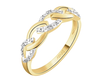Pierścionek z żółtego złota z diamentami - 0,02 ct - próba 375