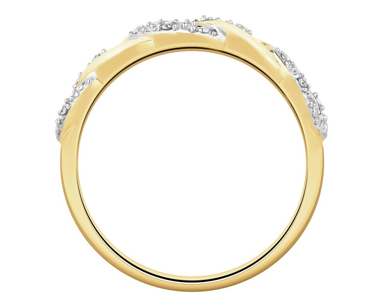 Pierścionek z żółtego złota z diamentami - 0,02 ct - próba 375