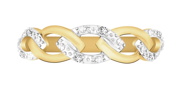 Pierścionek z żółtego złota z diamentami - 0,02 ct - próba 375