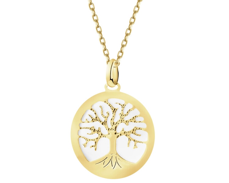 Złota zawieszka z masą perłową - drzewko