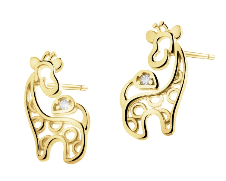 Złote kolczyki z cyrkoniami - żyrafy