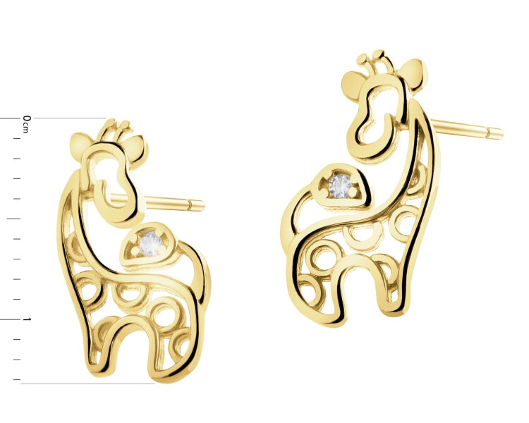 Złote kolczyki z cyrkoniami - żyrafy