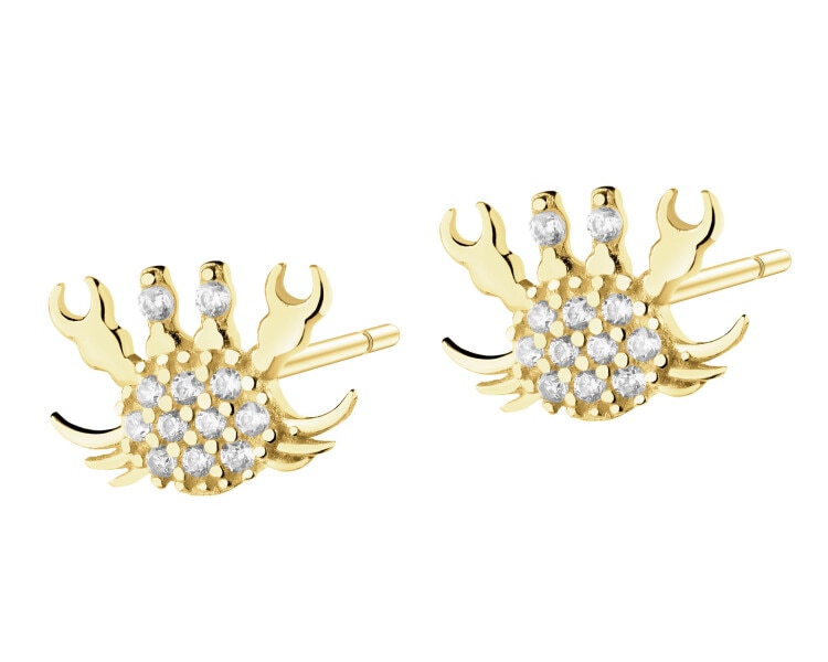 Złote kolczyki z cyrkoniami - kraby