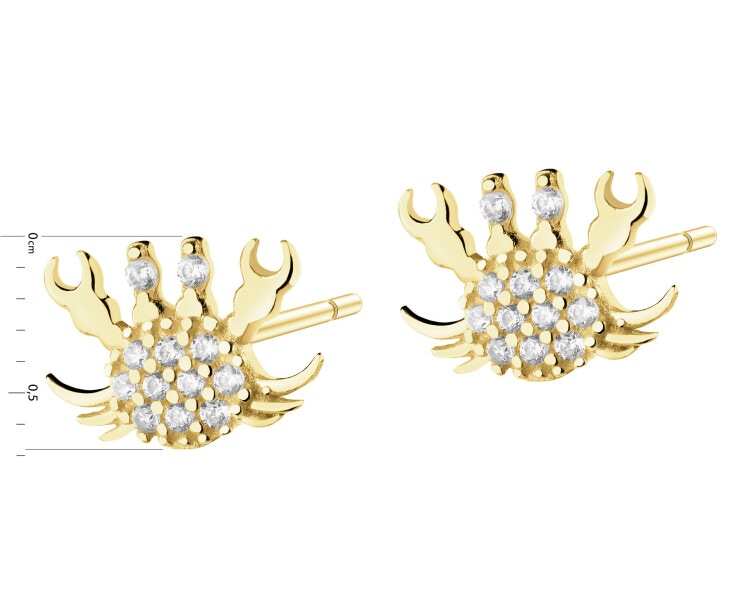 Złote kolczyki z cyrkoniami - kraby