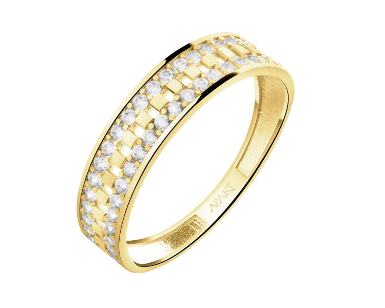 Złoty pierścionek z cyrkoniami