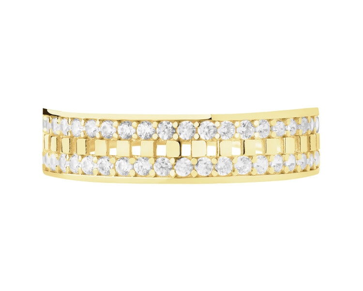 14 K Yellow Gold Band Ring with Cubic Zirconia