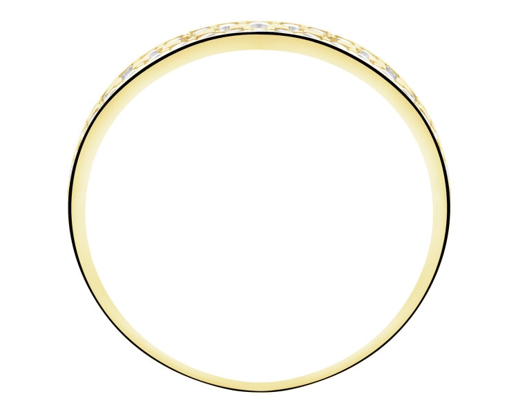 14 K Yellow Gold Band Ring with Cubic Zirconia