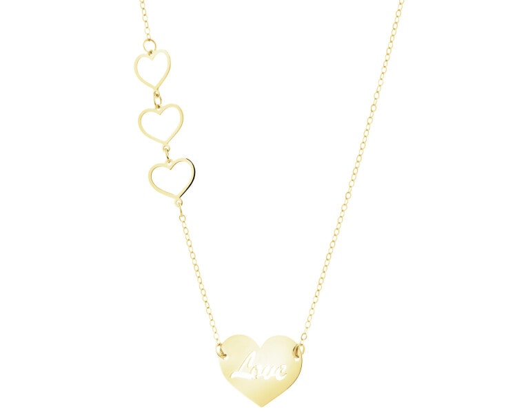 Złoty naszyjnik - serca, love