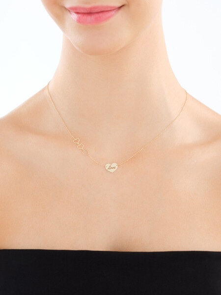 Złoty naszyjnik - serca, love