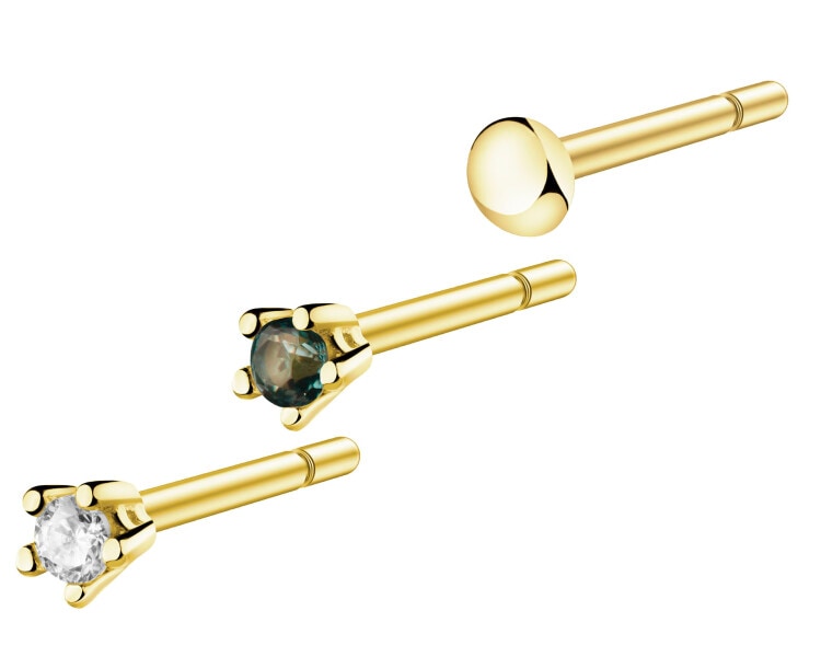 14 K Yellow Gold Earring Set with Cubic Zirconia