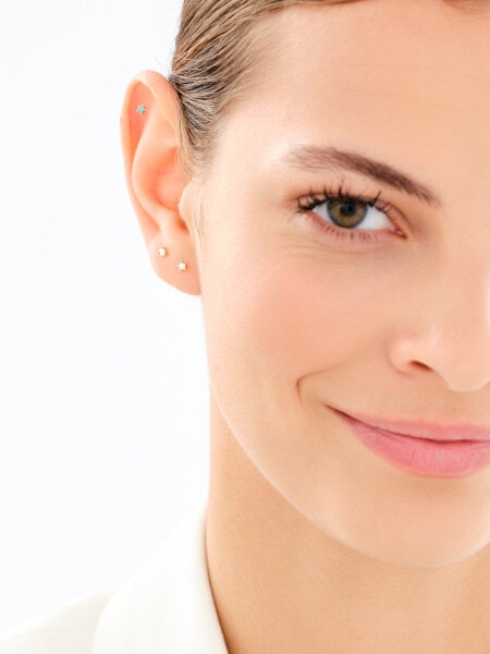 14 K Yellow Gold Earring Set with Cubic Zirconia