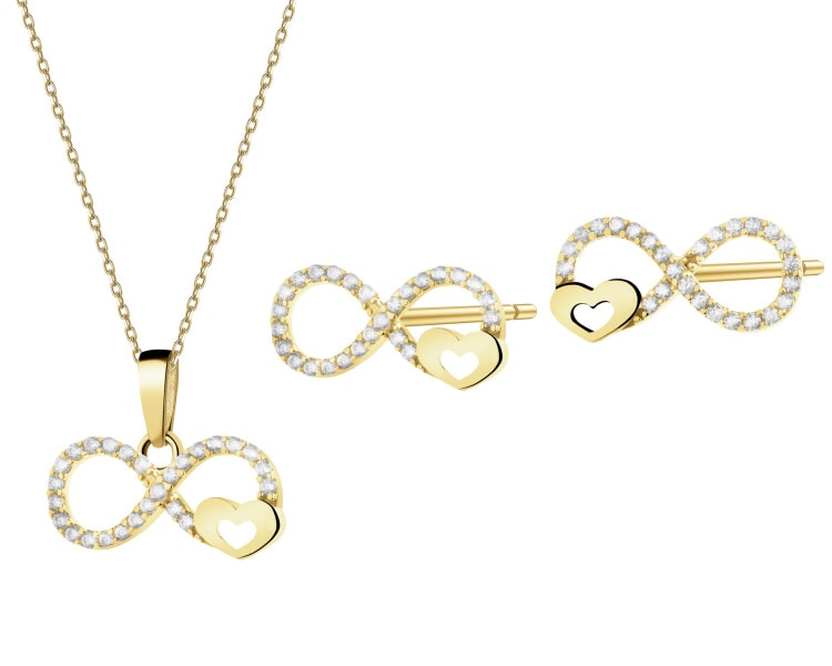 9 K Yellow Gold Set with Cubic Zirconia