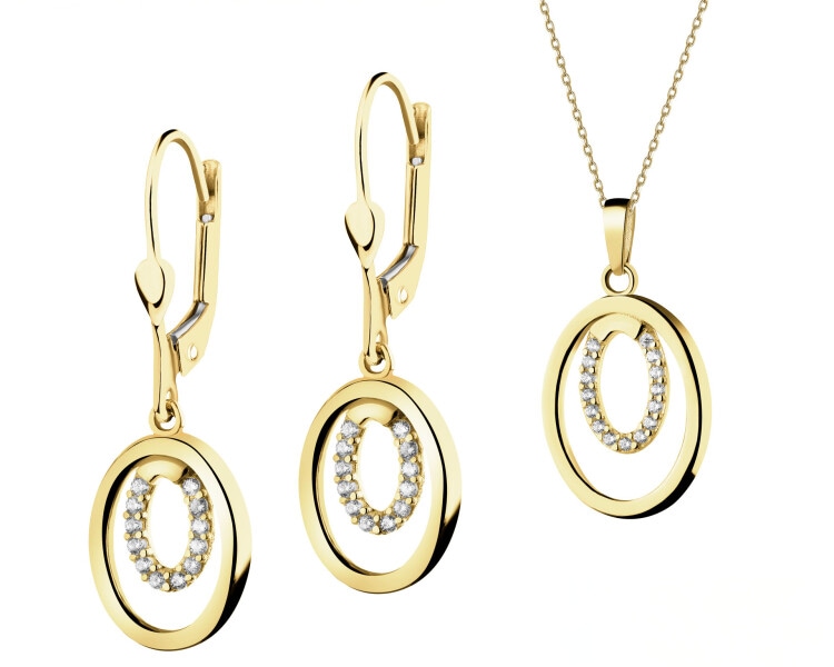 14 K Yellow Gold Set with Cubic Zirconia