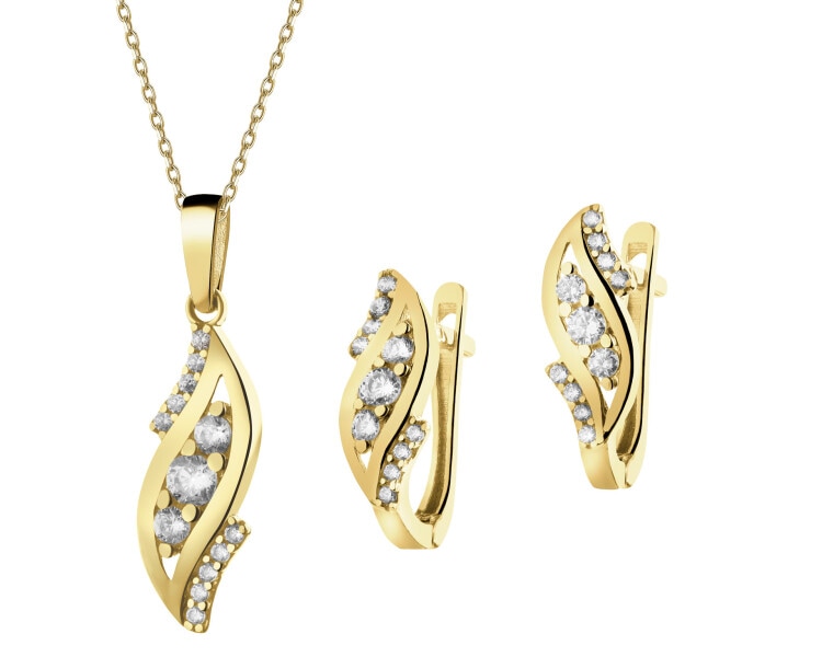 14 K Yellow Gold Set with Cubic Zirconia
