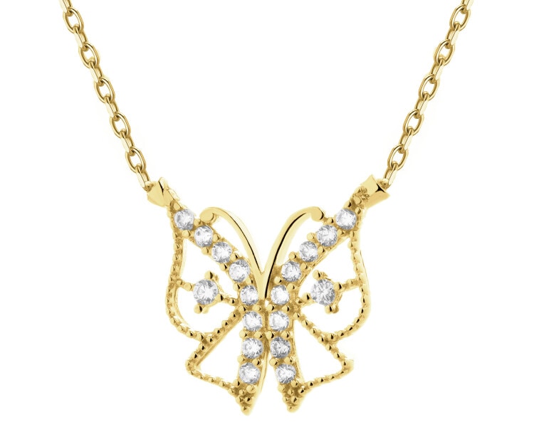 14 K Yellow Gold Necklace with Cubic Zirconia