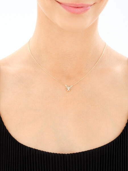 14 K Yellow Gold Necklace with Cubic Zirconia