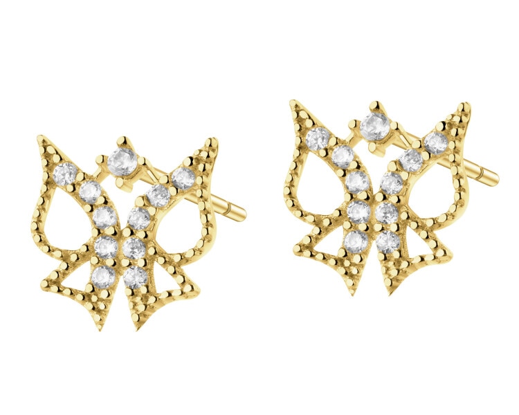 14 K Yellow Gold Earrings with Cubic Zirconia