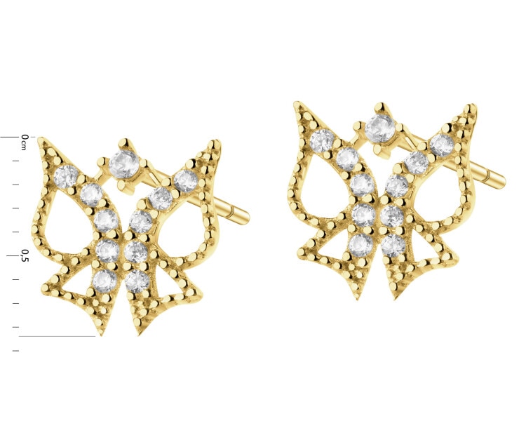 Złote kolczyki z cyrkoniami - motyle