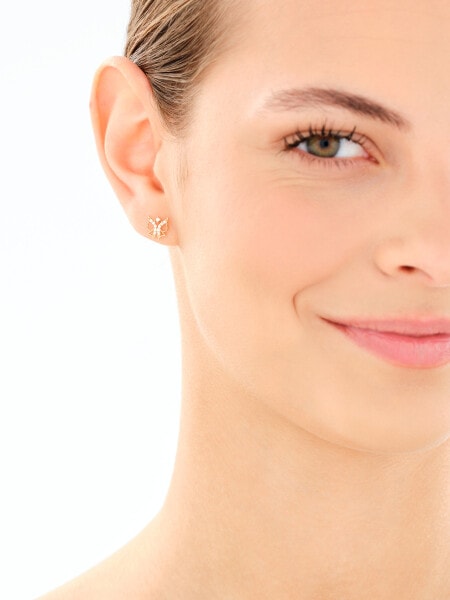 14 K Yellow Gold Earrings with Cubic Zirconia