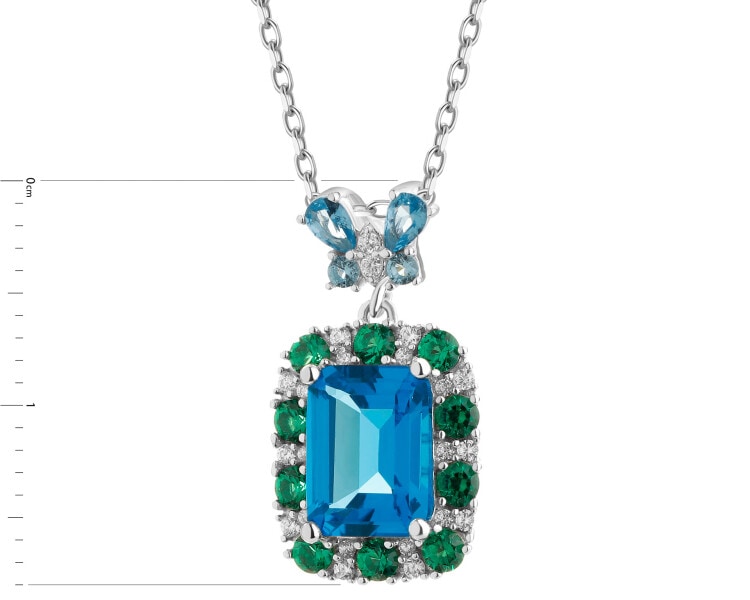 Rhodium Plated Silver Pendant with Cubic Zirconia