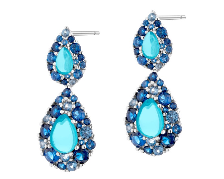 Rhodium Plated Silver Dangling Earring with Cubic Zirconia