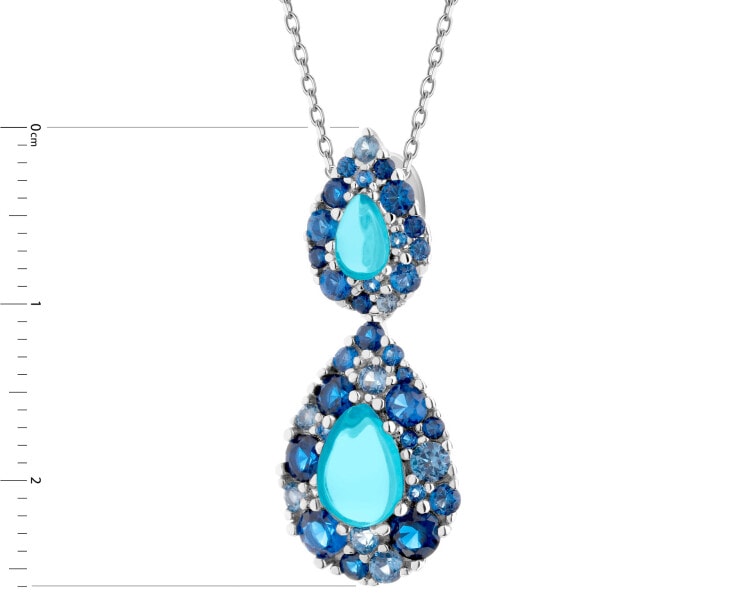 Rhodium Plated Silver Pendant with Cubic Zirconia