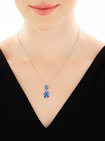 Rhodium Plated Silver Pendant with Cubic Zirconia