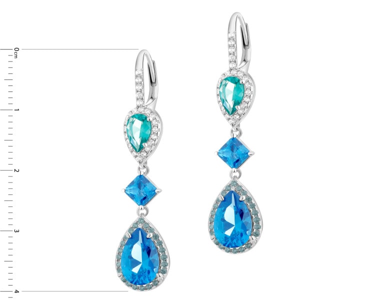 Rhodium Plated Silver Dangling Earring with Cubic Zirconia