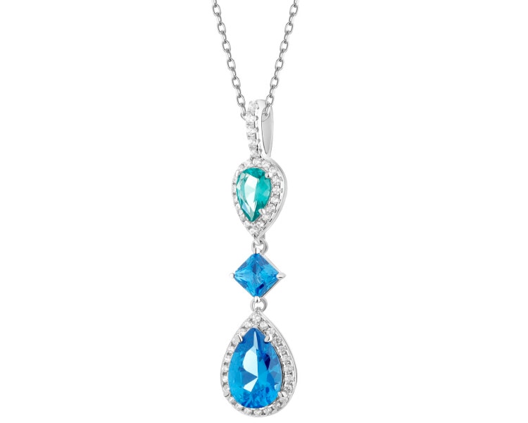Rhodium Plated Silver Pendant with Cubic Zirconia