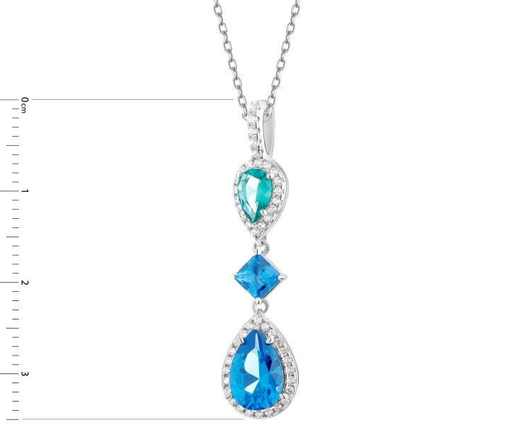 Rhodium Plated Silver Pendant with Cubic Zirconia