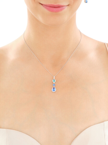 Rhodium Plated Silver Pendant with Cubic Zirconia
