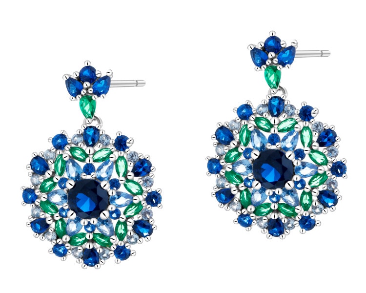 Kolczyki srebrne z cyrkoniami - rozety