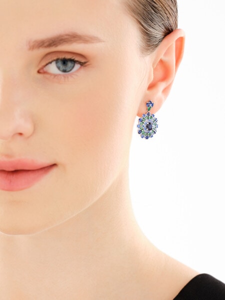 Kolczyki srebrne z cyrkoniami - rozety