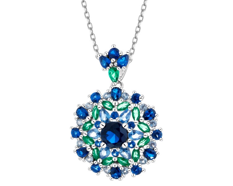 Rhodium Plated Silver Pendant with Cubic Zirconia