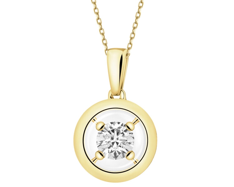 14 K Yellow Gold Pendant with Diamond - 0,16 ct - fineness 14 K